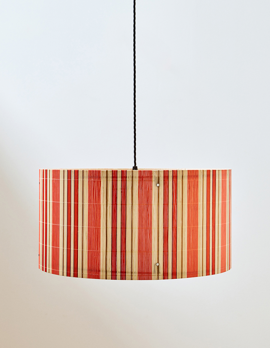 Ena Wide Orange Stripe Bamboo Pendant Lamp Shade
